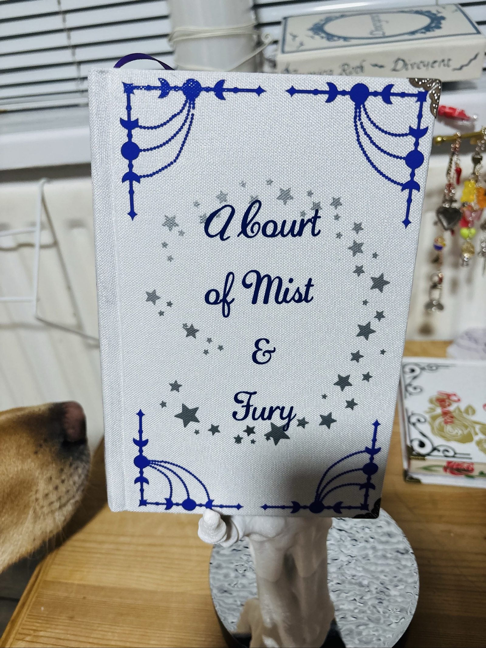 Sarah J Maas White & Blue Hardcover Book A Court of Mist & Fury